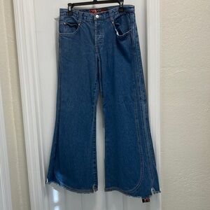 Kik Girl “K” Vintage Y2K Denim Button Fly Wide-Leg Jeans